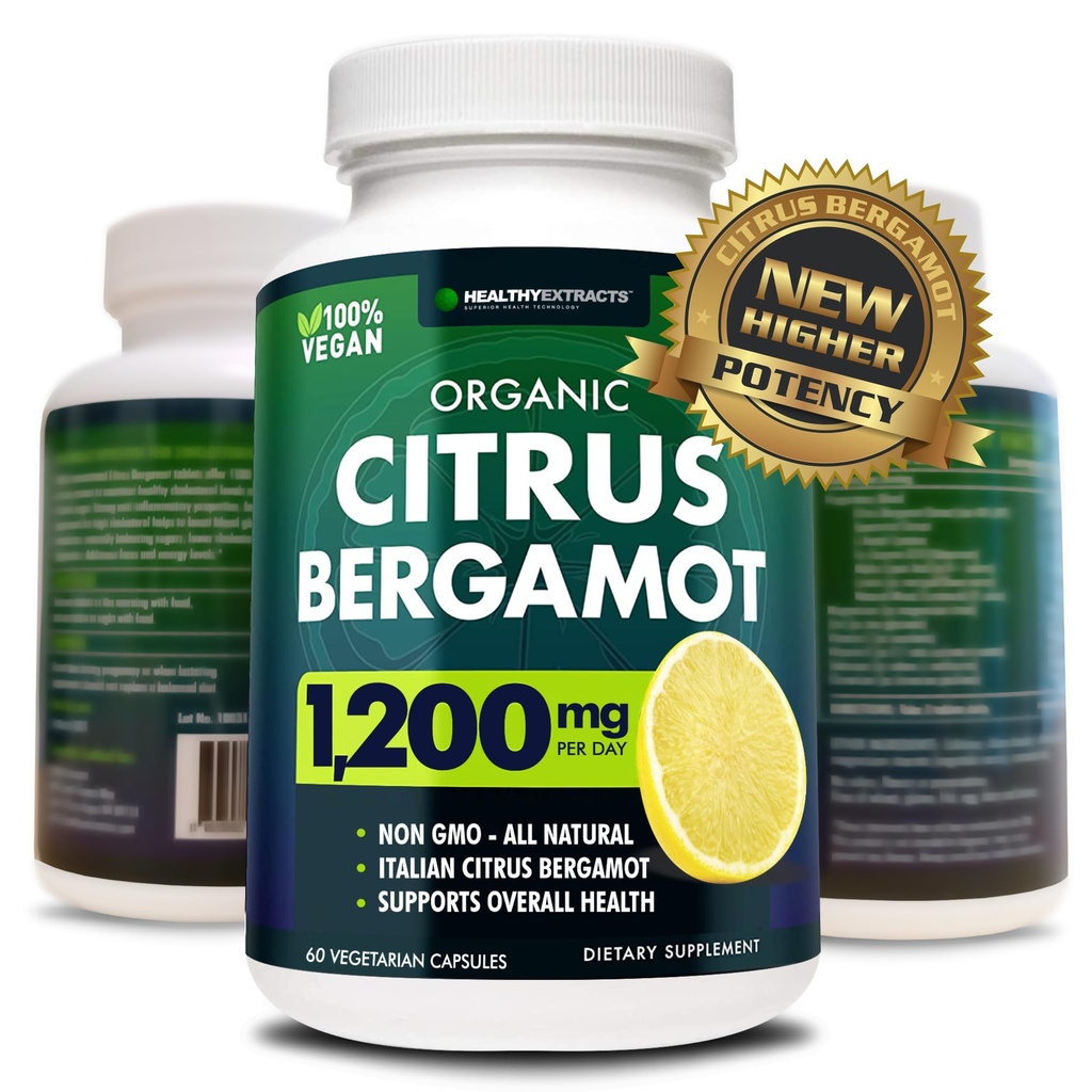 Citrus Bergamot dodatek - 150: 1 Extrakt, 1200mg na servírování, 80% polyfenoly, dodatek pro High Cholesterol, italský Sourced, 60 Počet, 1 měsíční dodávky, Made in USA