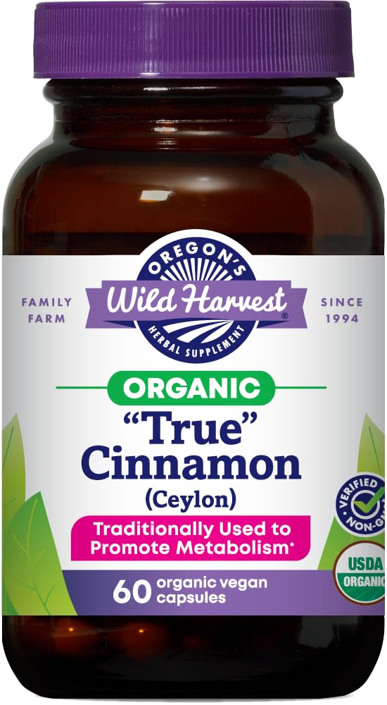 Oregon Wild Harvest Organic True Cinnamon Ceylon 60 Count Vegan Kapsle