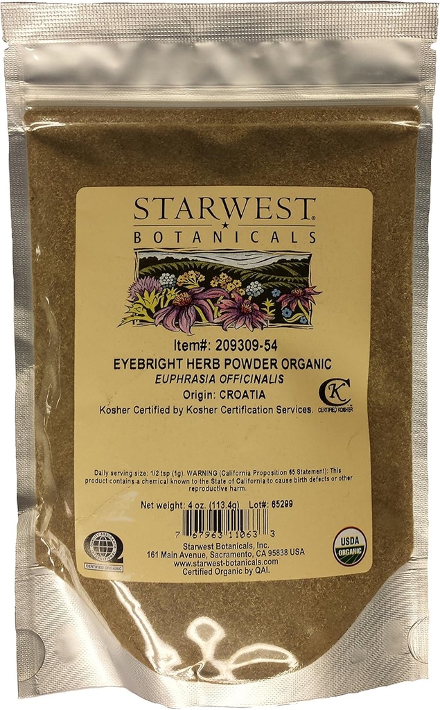 Eyebright Herb Powder Og - 4 Oz, (Starwest Botanicals)