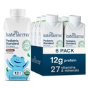 KATE FARMS Organic Pediatric 1.2 High Calorie Chocolate Nutrition Shake, 12g Protein, 27 Vitamíny a minerály, náhrada jídla, 8.45 oz (6 balení)