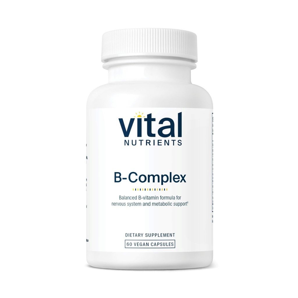 Vitální živiny Vitamin B- Complex CLAS124; Vegan High- potency Methylovaný B Complex Vitamins CLAS124; B Vitamins Support Energy Production, Metabolismus, and Heart Health * CLAS124; Gluten, mlékárenský, Soy Free CLAS124; 60 Kapsle