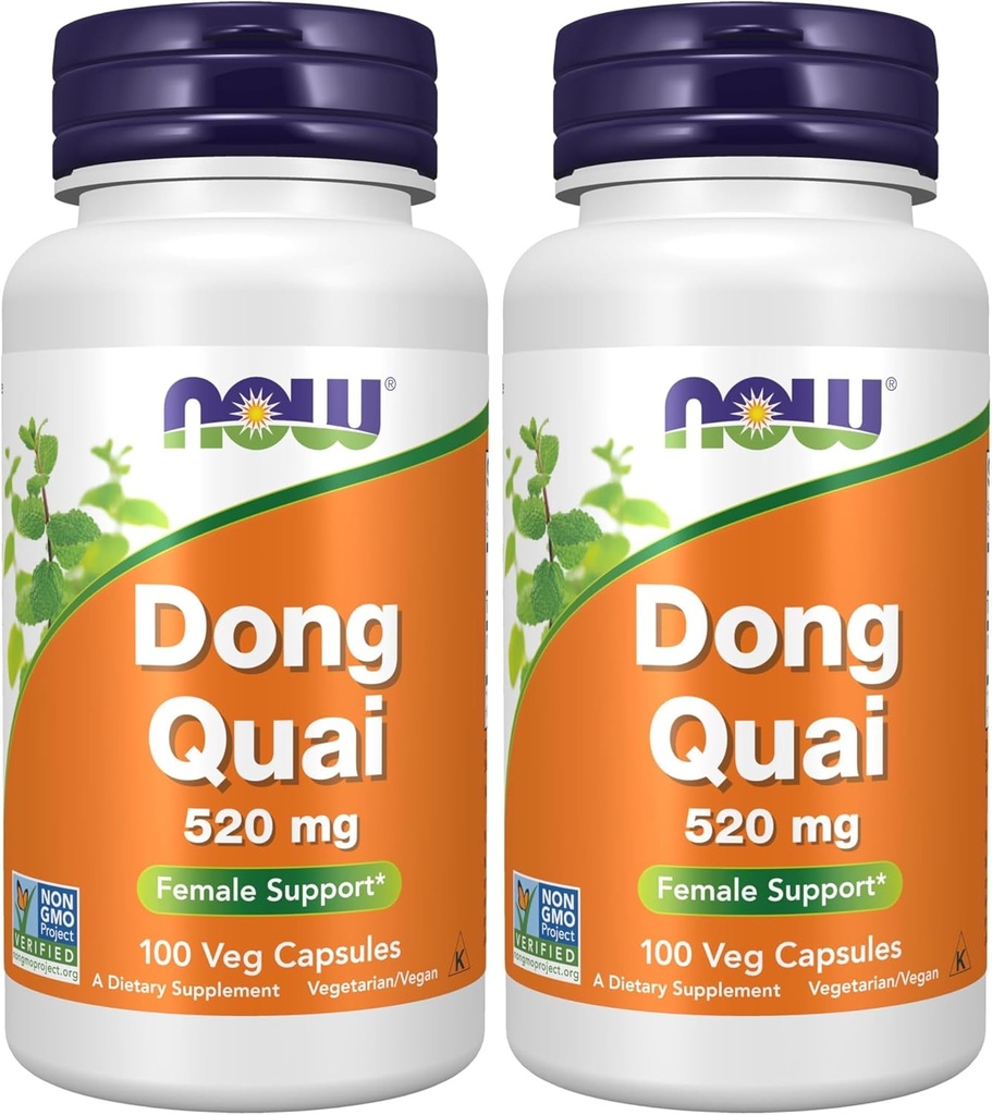 Nyní doplňky, Dong Quai (Angelica sinensis) 520 mg, female Support *, 100 Veg Kapsle (Balení po 2)
