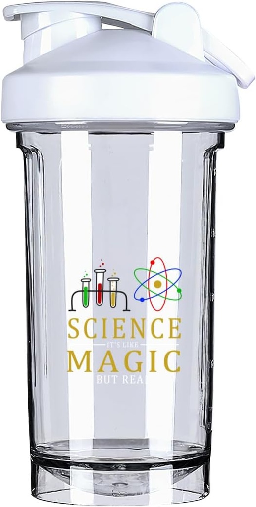 Věda Je to jako magie, ale skutečné 18 Ounce Shaker láhev nápoj mixér Leak- proof pre cvičení protein třese strava výměna třese láhve 500ML / 18 Oz Bílá
