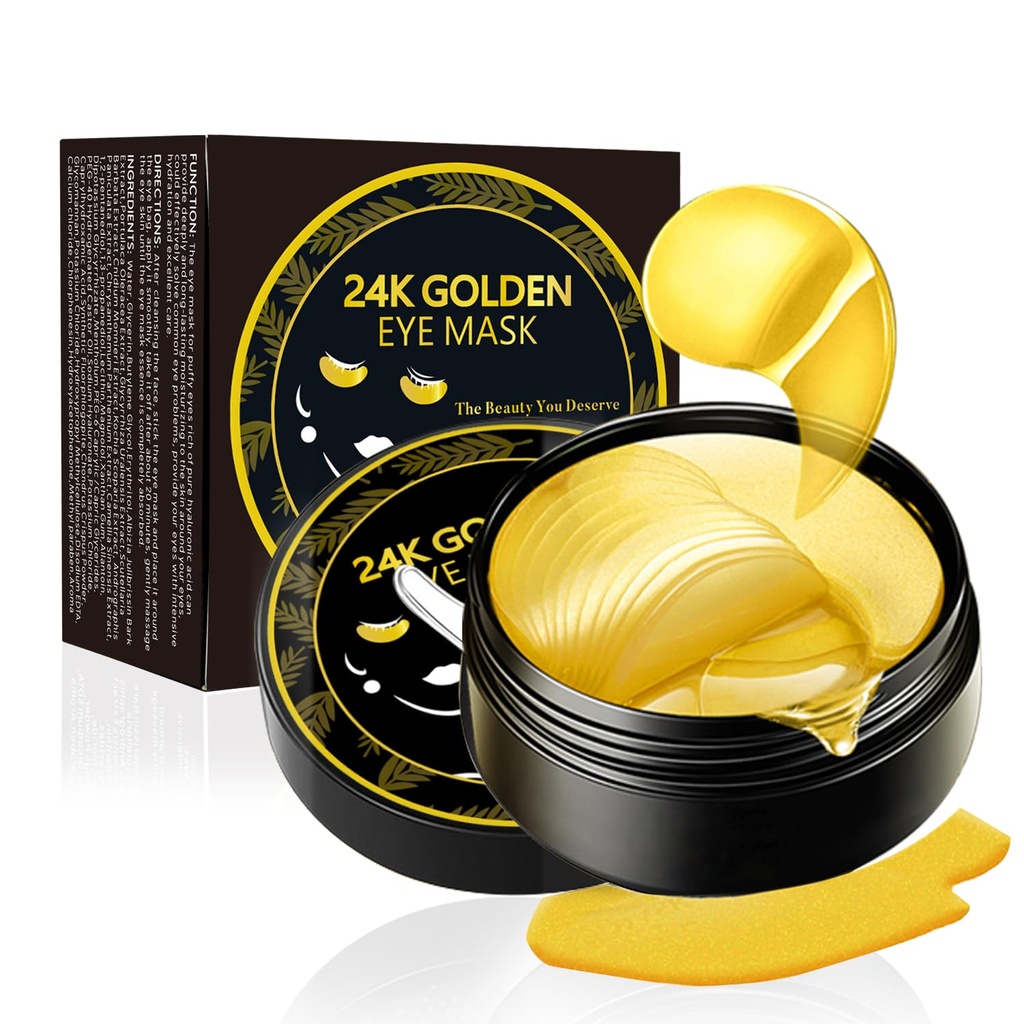 Pod Oční Záplaty, 24K Gold Eye Maska, 60PCS pod Oční maska, Kolagen Gel Pads Patch Patch Oční Záplaty pro Lightning vrásky Puffy Oye Dark Circles Anti- Aging Moisturising, Fine Lines Eye Bags Ženy Muži