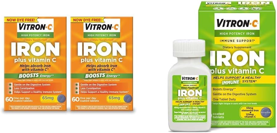 Vitron- C doplněk železa, jednou denně, vysoká potence železa plus vitamín C & doplněk železa a imunitní podpora