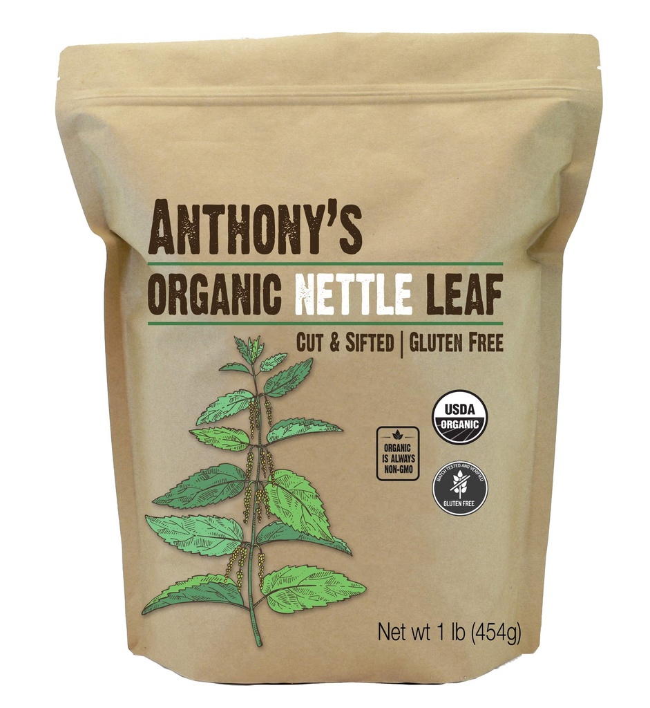 Anthony 's Organic Nettle Leaf, 1 LB, Gluten Free, Non GMO, Cut & Sifted, Non radiated, Keto Friendly