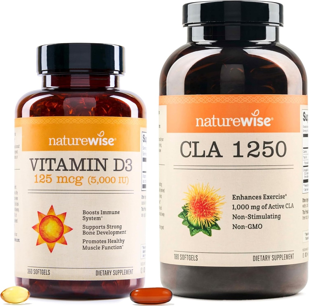 NatureWise Vitamin D3 5000iu (125 mcg) 1 rok Dodávka CLA 1250 Přírodní cvičení Vylepšení