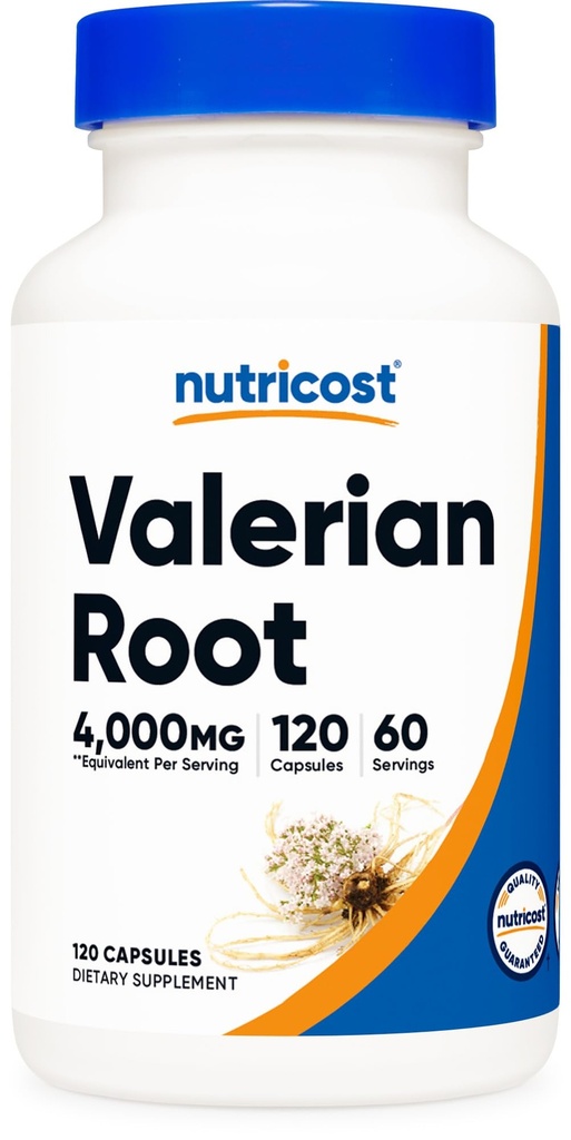 Nutricost Valerian Root Capsules (1000mg per Serving) 120 Kapsle - 4,000mg Ekvivalentní Per Serving (4: 1 Extract), Vegetariánské Caps, Gluten Free, Non- GMO