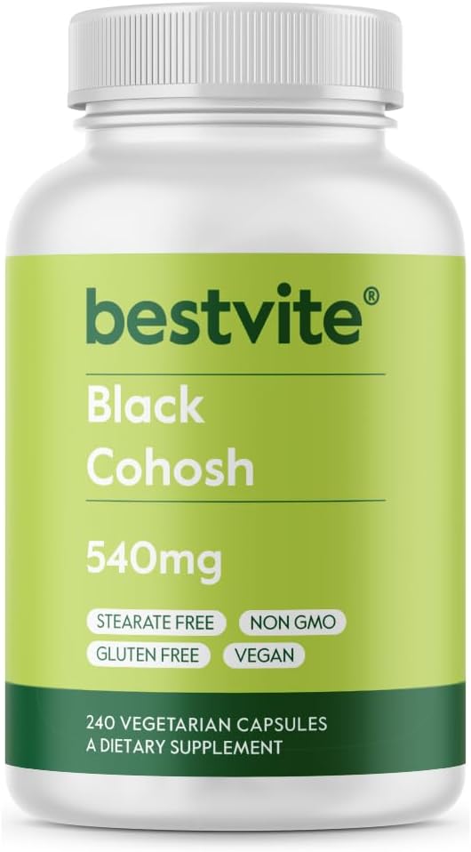 BESTVITE Black Cohosh 540mg (240 Vegetariánských kapslí) - No Stearates - No Fillers - Vegan - Non GMO - Gluten Free