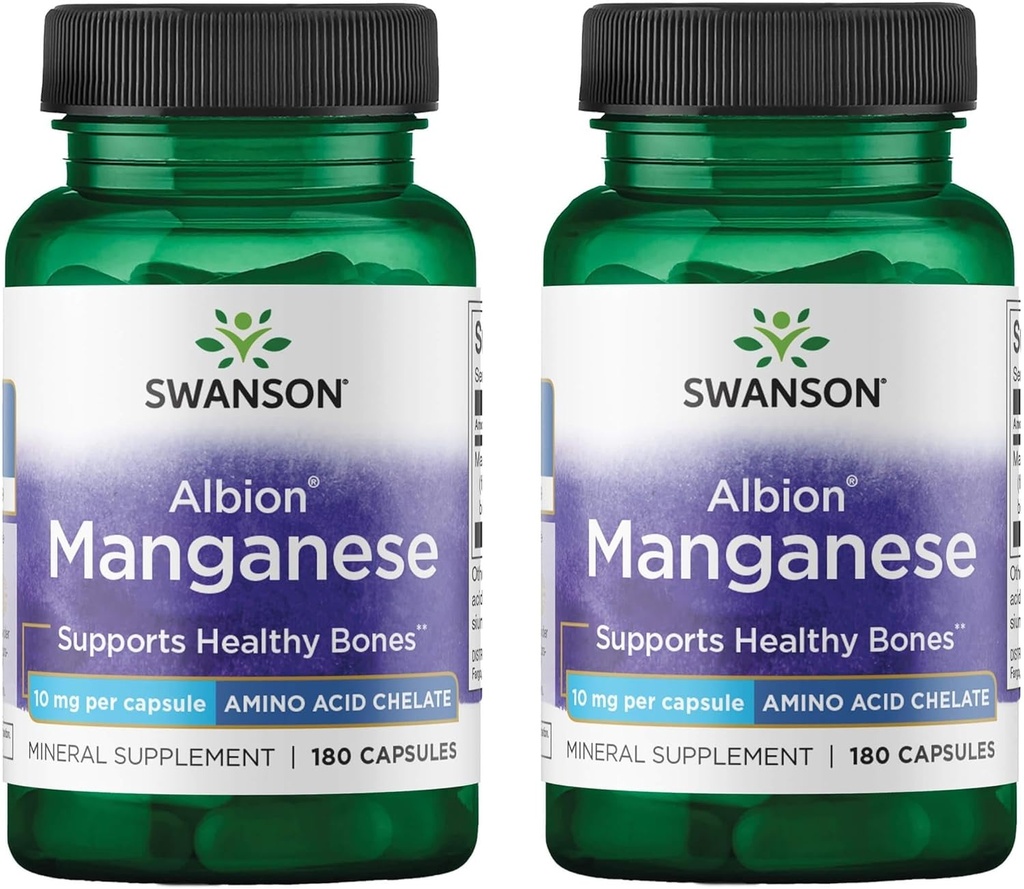 Swanson Albion Chelated Manganese 10 miligramů 180 tobolek (2 balení)