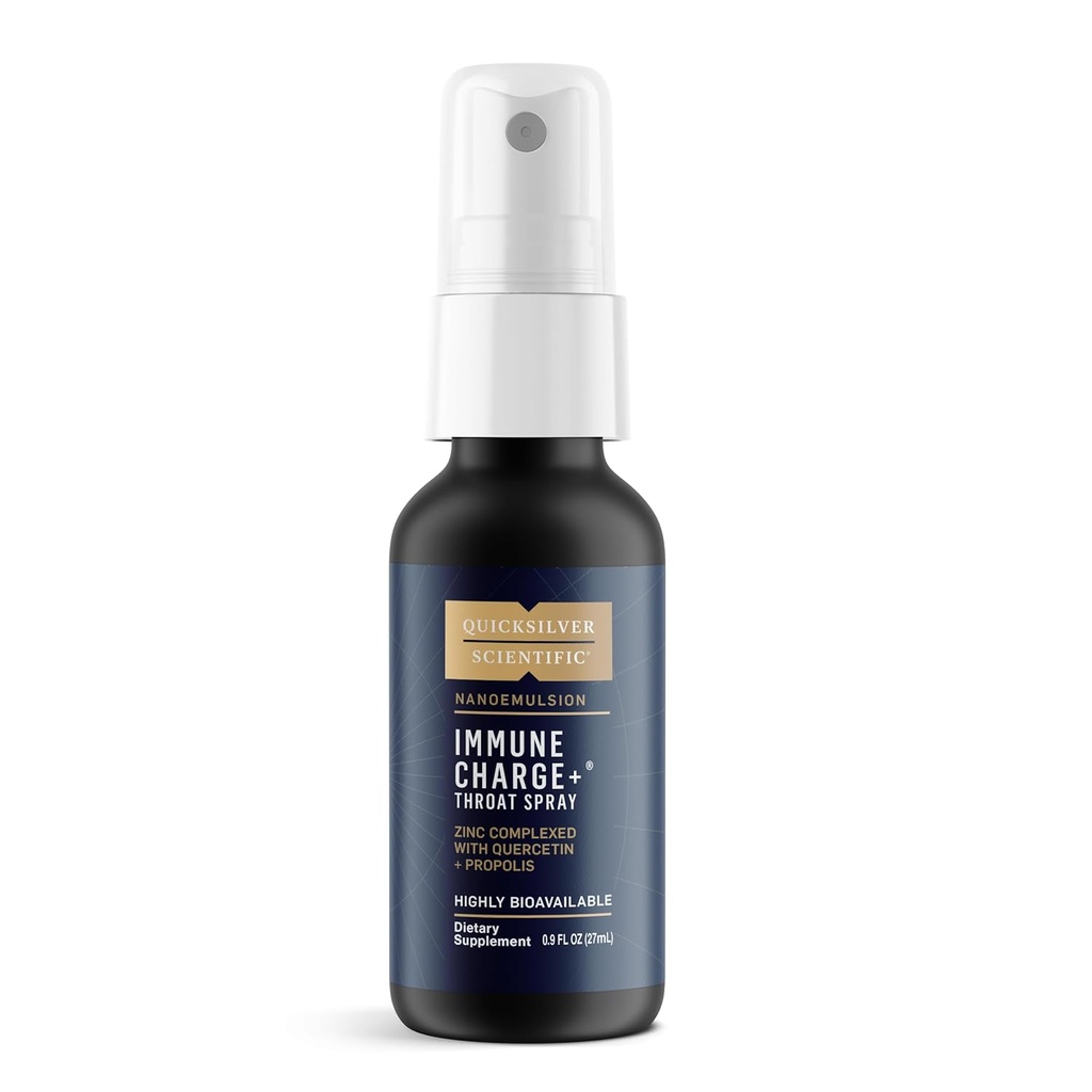 Quicksilver Scientific Immunication Charge + Zinek Krční sprej - Imunitní podpora Tekutý zinek Dodatek s Quercetin - 'Hrdelní plášť' s Liposomální absorpční technologií (0.9 fl oz / 27ml)