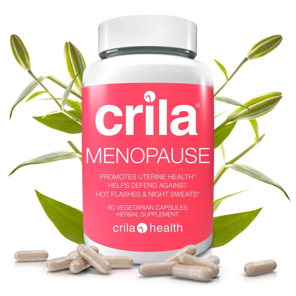 Crila Zdraví Menopauza Doplňky pro ženy - 60 Ct. I noční pocení & horké záblesky Menopauza Relief pro ženy bez estrogenu, přírodní složky, snížení moods swings, únava a nafouknutí *