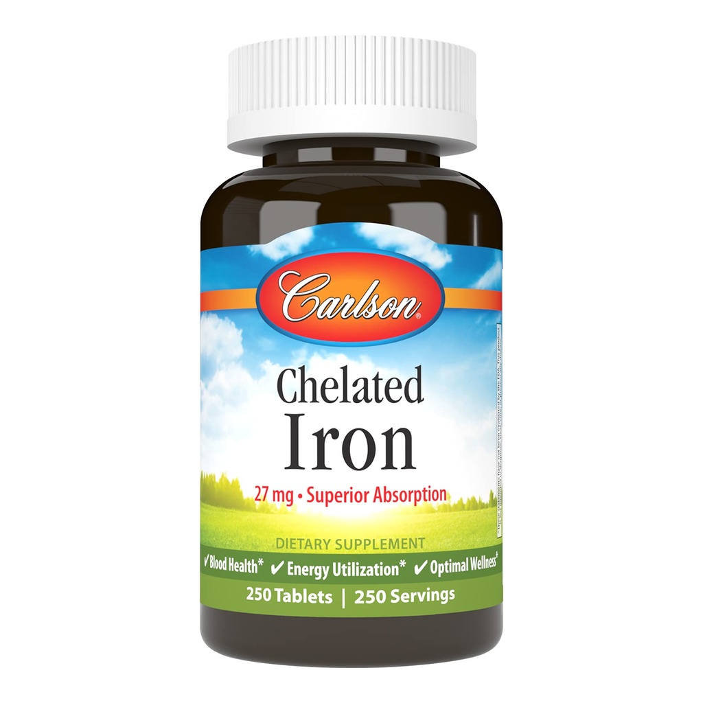Carlson Labs Chelated Iron 27mg, 250 tablet