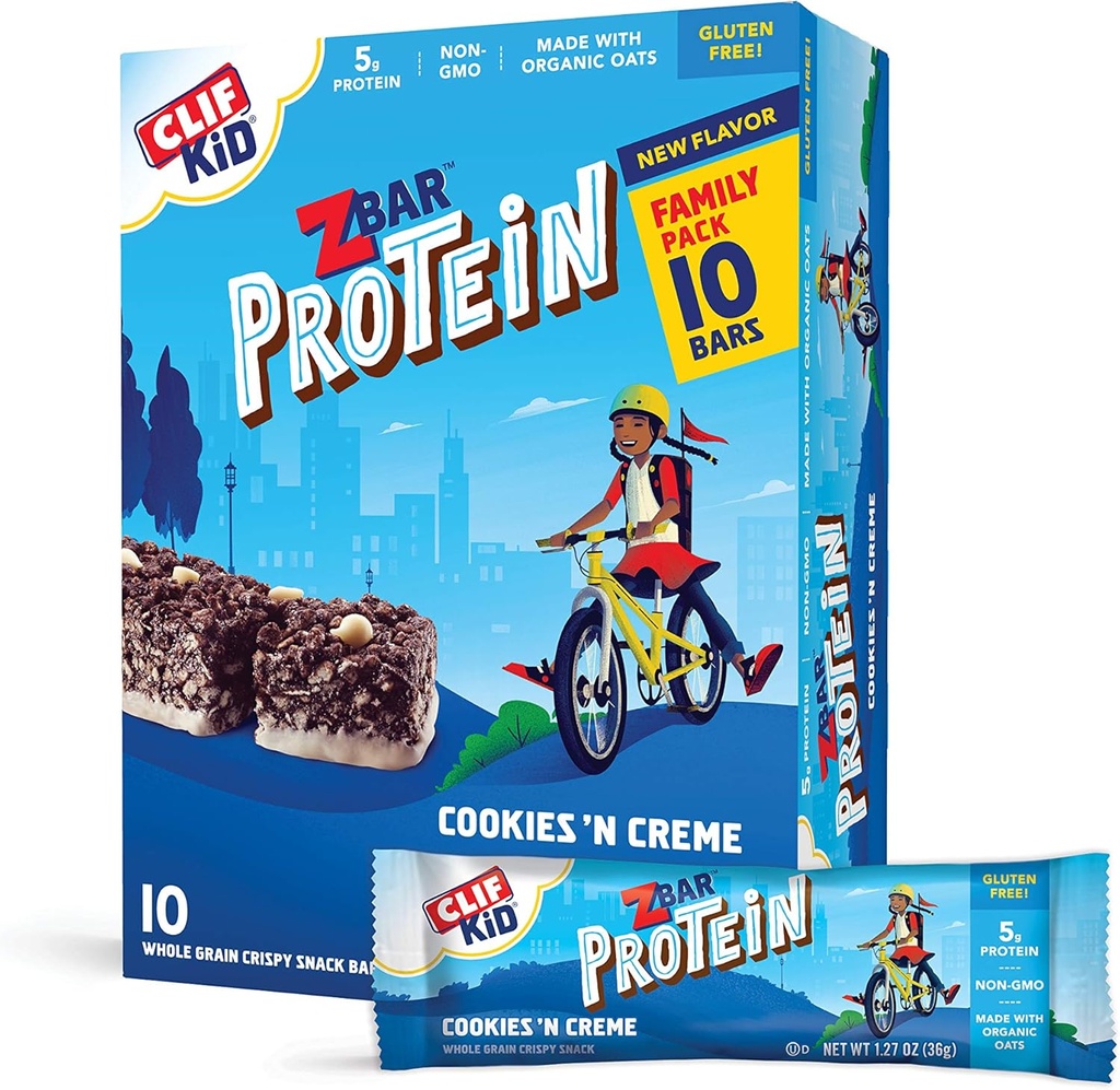 CLIF KID ZBAR - Protein Granola Bars - Cookies a Creme Flavor - Non-GMO - Organic-Oběd Box Snacks (1.27 Ounce Energy Bars, 10 Počet)