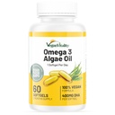 Vegan Vitality Vegan Omega 3 dodatek - 60 Rostlinné řasy olej měkké gely esenciální mastné kyseliny s Vegan DHA pro společné, srdce a imunitní podporu bez EPA