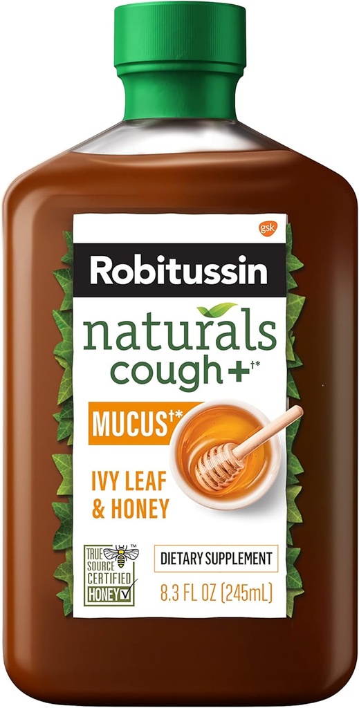 Robitussin Naturals Honey and Ivy Leaf Dieter Supplement Relieves Occasional Cough Associated with Harseness, Dry Throat, and Irritants, 8.3 oz