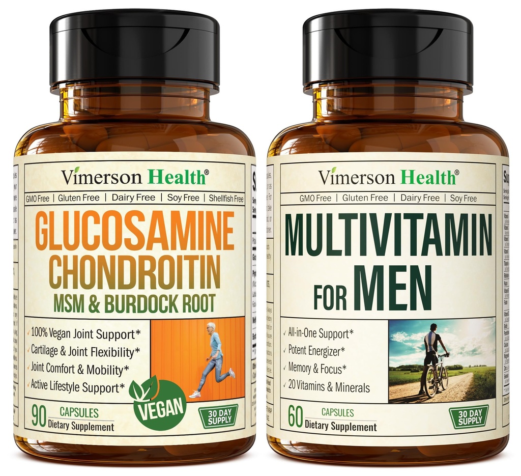 Vegan Glucosamine Chondroitin MSM Společná podpora Dodatek & Kompletní Multivitamin pro muže