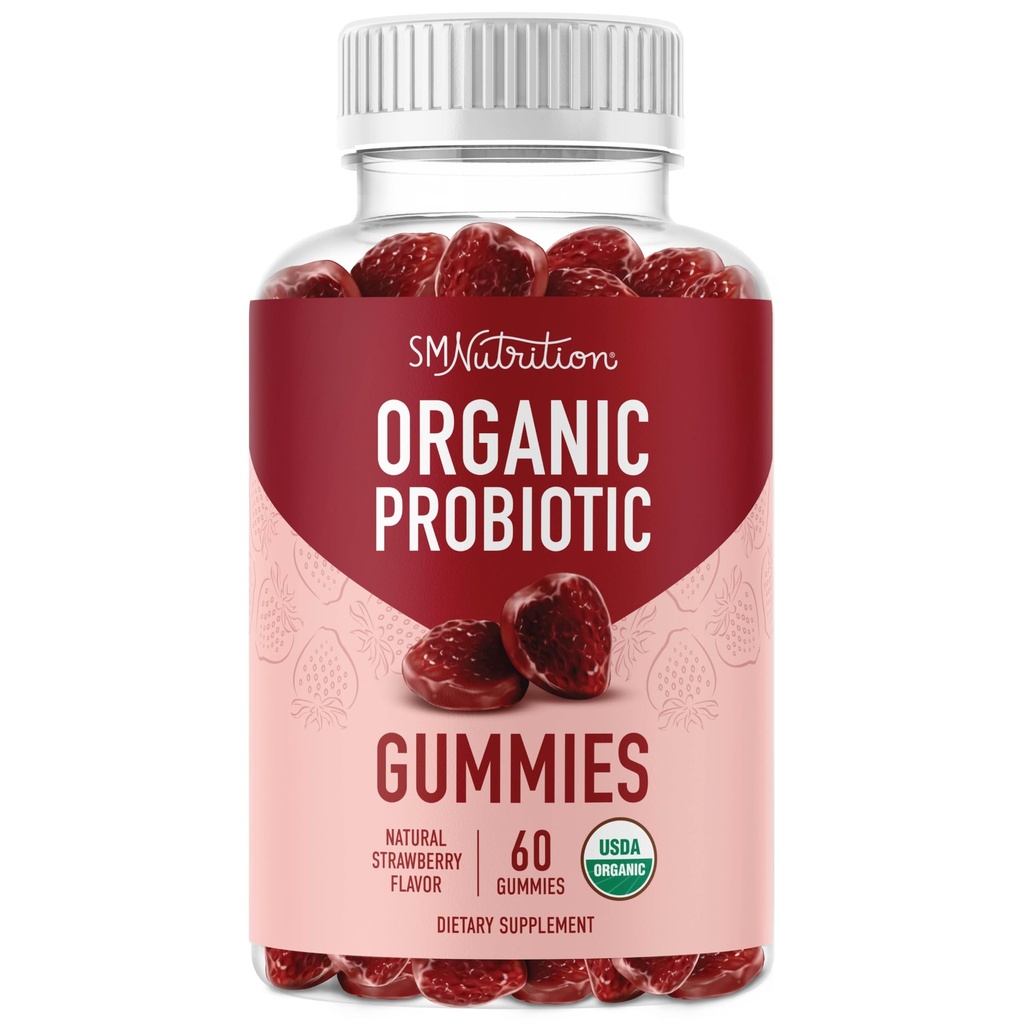 Organic Probiotics Gummies CFU 124; 5 miliard CFU Probiotika pro stravitelné zdraví a imunitní podporu cfl 124; Hardy Bacillus Subtilis cfl 124; Jahodové gumy cfl 124; Sperma Stable, gluten- Free, Vegan cfl 124; 60 Ct. (1 měsíc dodávky)