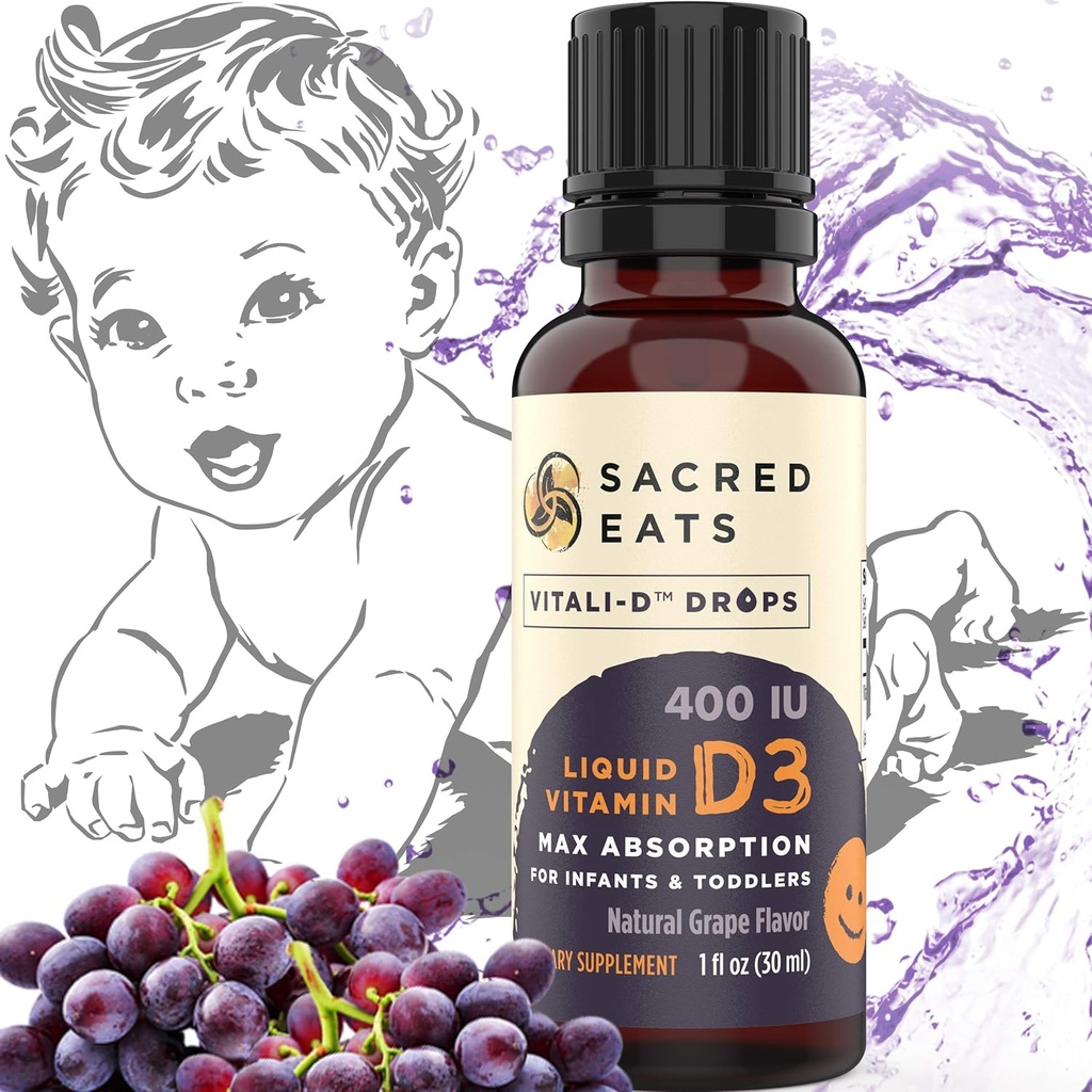Vitamin D Kapky pro kojence - 400 IU per Drop, Natural & Sugar Free in MCT Oil for Best Absorption. 880 Služeb. Snadné vzít tekutý D3 dodatek pro dítě a batolata (hrozny)