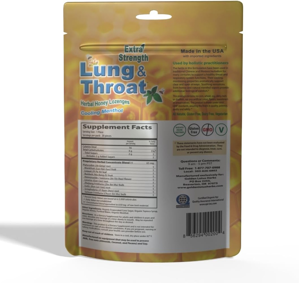 Lung & Krční Bylinné Lozengy - QAI Certified Organic Affair124; Soothing Honey Mint Cough Drops - 6-Pack
