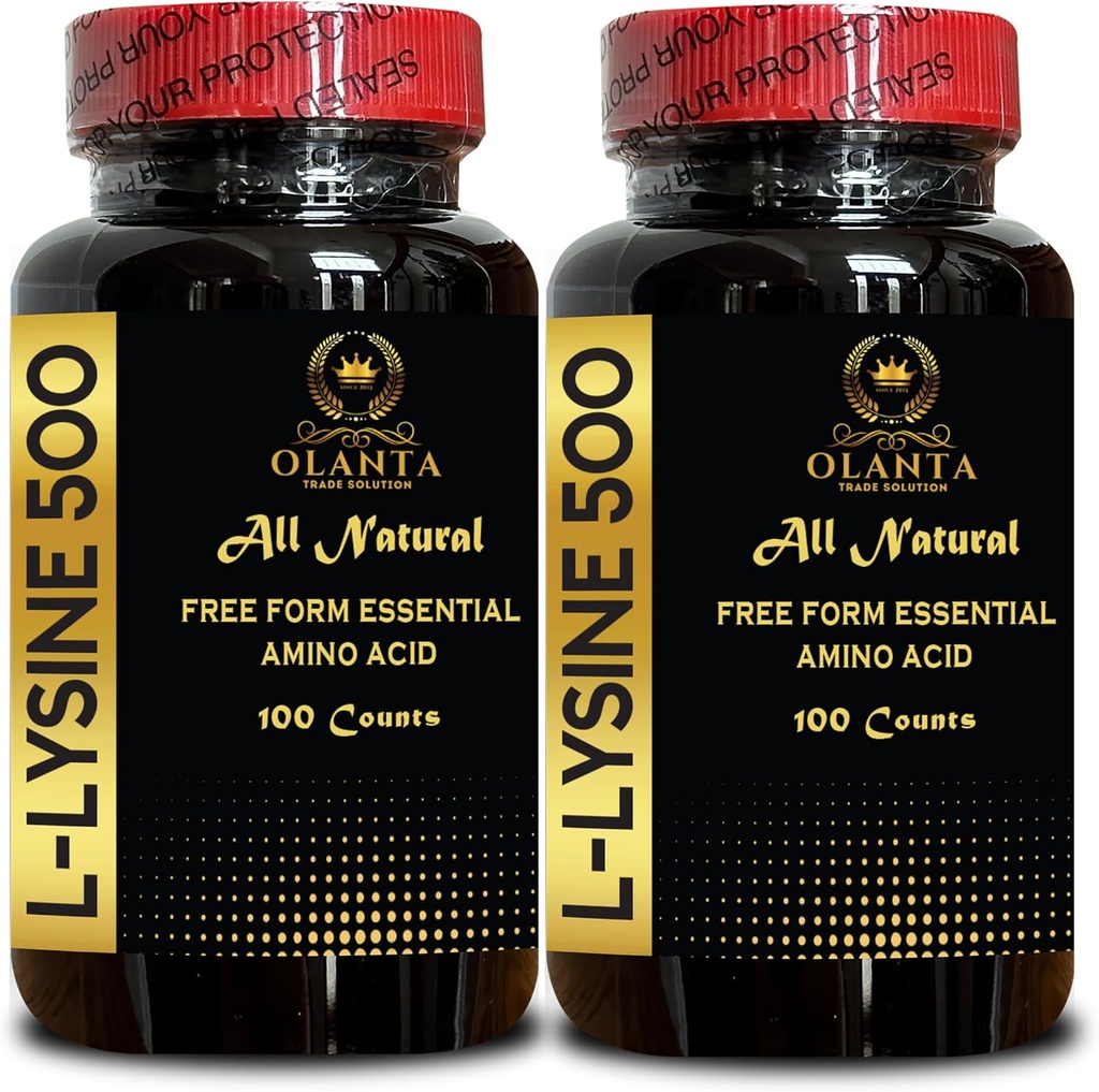 L- LYSINE 500 - aminokyseliny vitamin dodatek, menopauza doplňky energie pro ženy, zdarma forma doplněk aminokyselin, Promotes integrity kůže a rtů - 2 láhve 200 Počítá