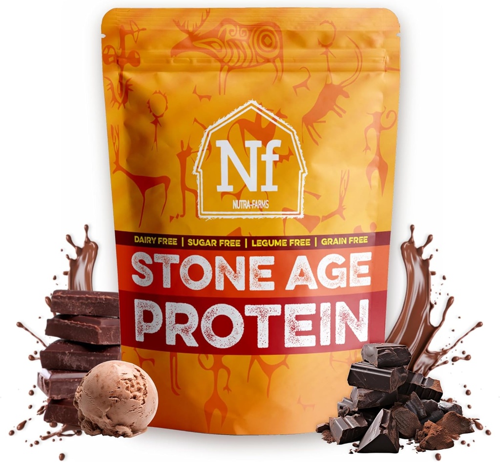 Nutra Farms Stone Age Protein 124; gluten- Free Egg White Protein Powder 124; Egg White Powder 124; Dairy Free, Cukr Free & Gut- Friendly Obr124; Čokoláda, 2 kg