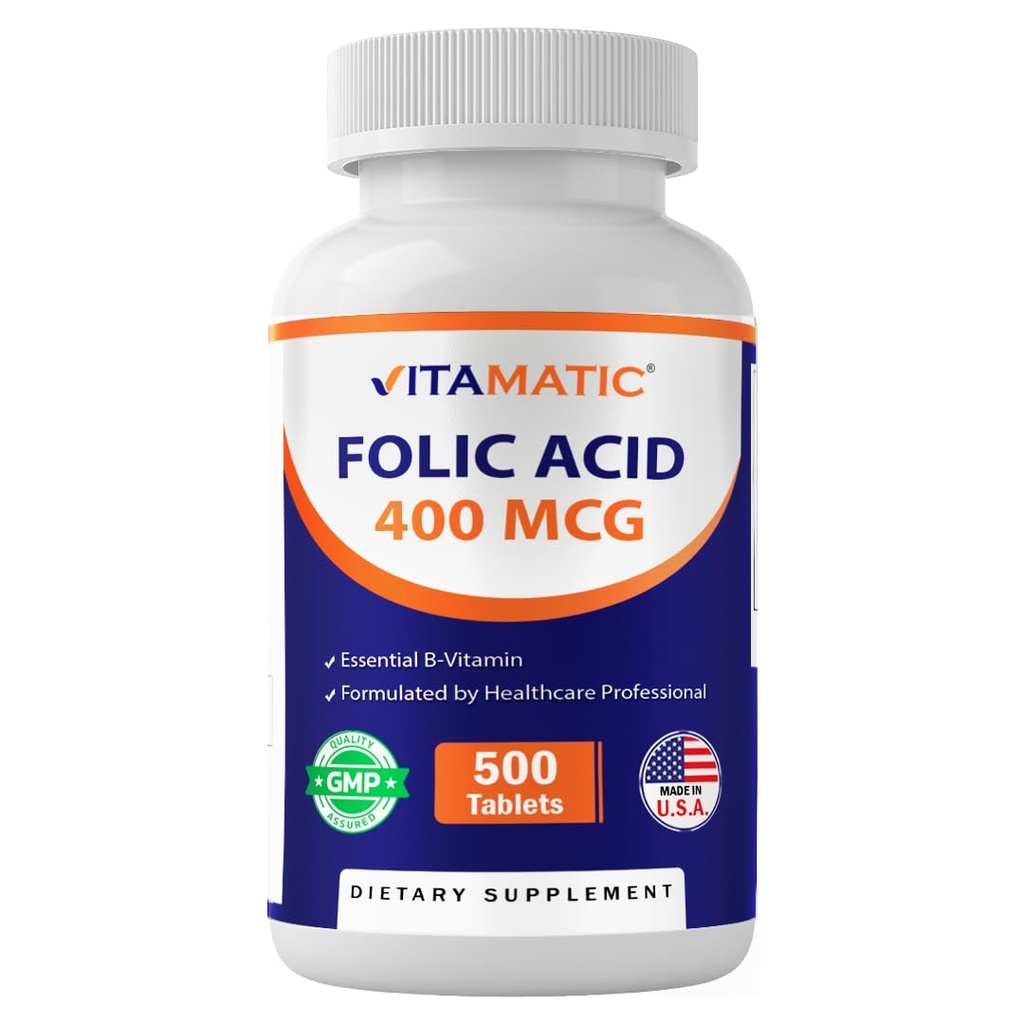 Vitamatická kyselina listová 400 mcg - 500 Vegetariánských tablet - Vitamin B9