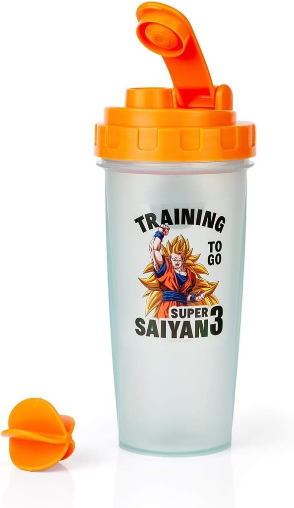 Dragon Ball Z Super Saiyan Goku Gym třepačka láhev -20-unce BPA-Volný plastový mixér láhev s Whisk Ball - protein Shake, strava náhrada, Smoothie Mixer - Gym Workout Příslušenství - Ideální DBZ dárky