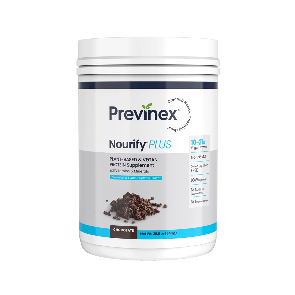 Nourify Plus plant- Based Protein Shake - Všechny přírodní Vegan protein prášek, vysoký protein & nízký cukr, gluten zdarma, Soy zdarma & mléčné výrobky zdarma, čokoládový protein prášek (29.3 oz)