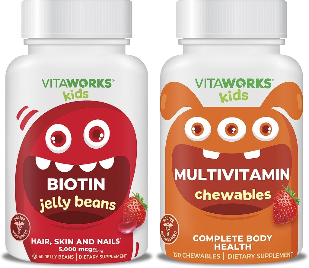 Kids Biotin 5000mg Jelly Fazole + Multivitamin Chewables Bundle