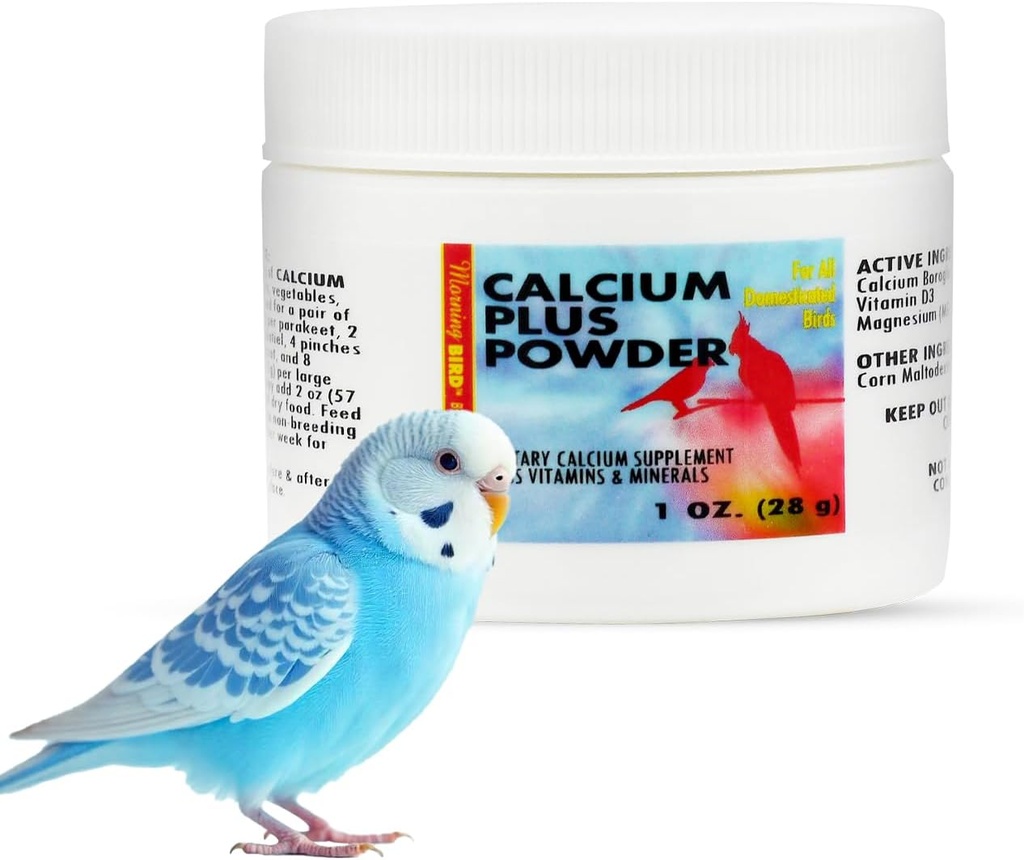 Ranní pták vápník plus prášek pro ptáky 1 oz - uhličitan vápenatý prášek s magnesium- Glycinát a vitamín D - Síla kostí a imunitní podpora dodatek - Vápník vzorec pro všechny velikosti ptáků