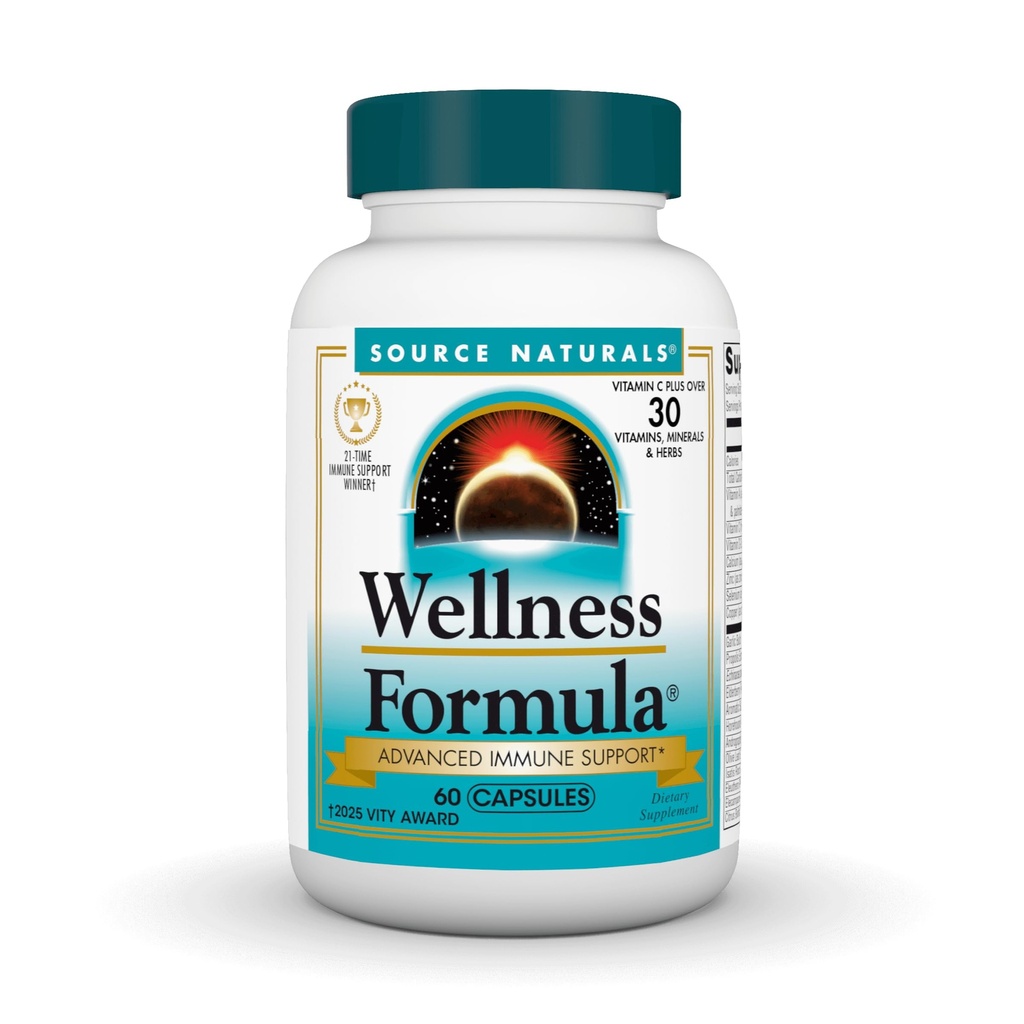 Zdroj Naturals Wellness Formule Biologicko-Zarovnané Vitamíny & Bylinné obrany pro podporu imunitního systému - Dietní doplněk & Imunity Booster - 60 Kapsle