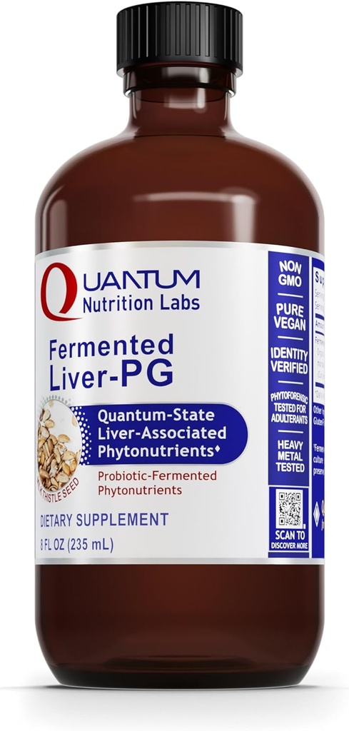 QNL Fermented Append- PG - Vegan Játra doplněk - Obsahuje Organic Turmeric & Milk Thistle - Játra Supplement for Women & Men - 8 fl oz