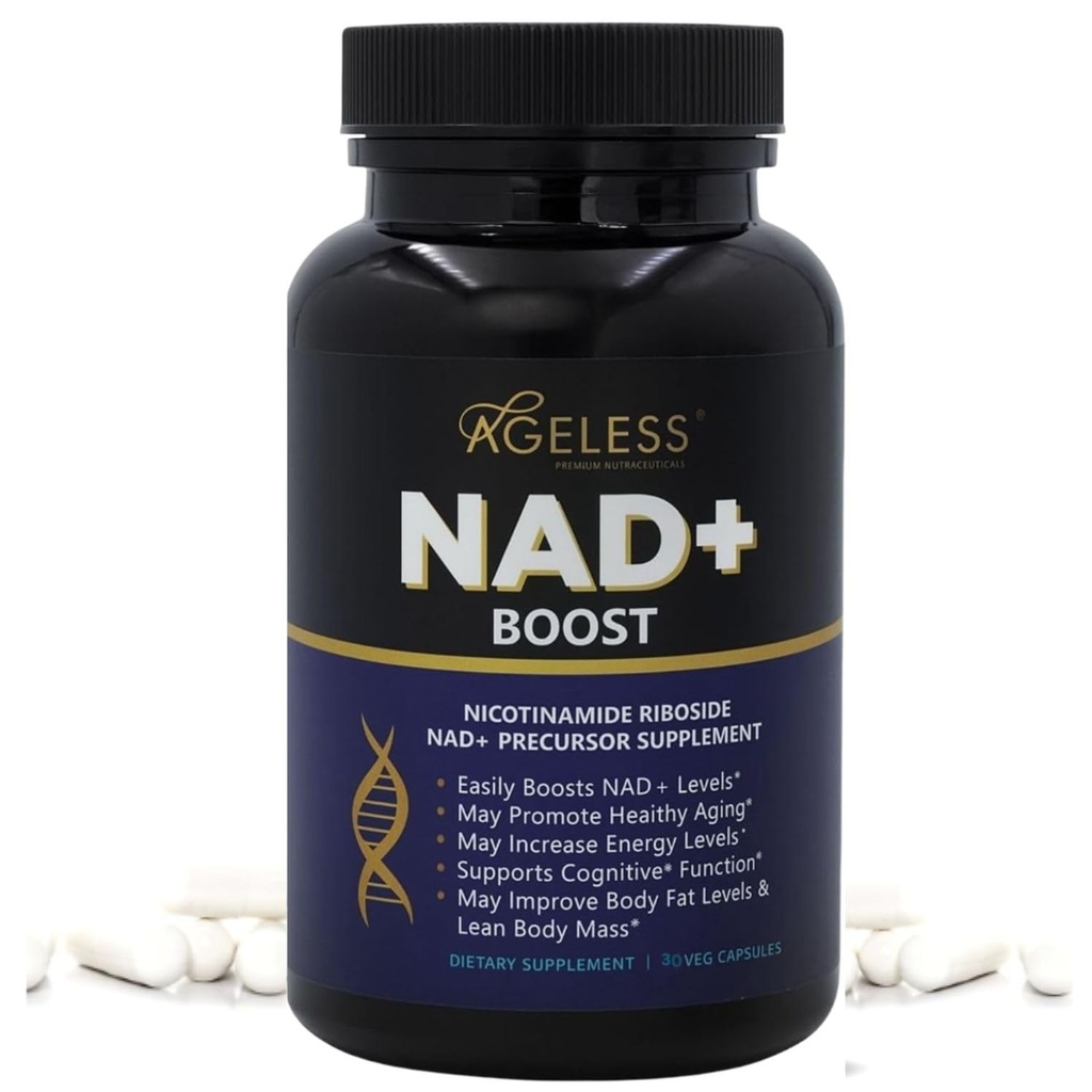 Nestárnoucí NAD doplňky pro ženy & Muži 124; Vysoká čistota 300mg Nikotinamid Riboside Chlorid 124; NMN doplněk pro antiaging currency 124; Podpora energie, zaměření, tělesný tuk a kognitivní funkce 30 Počet