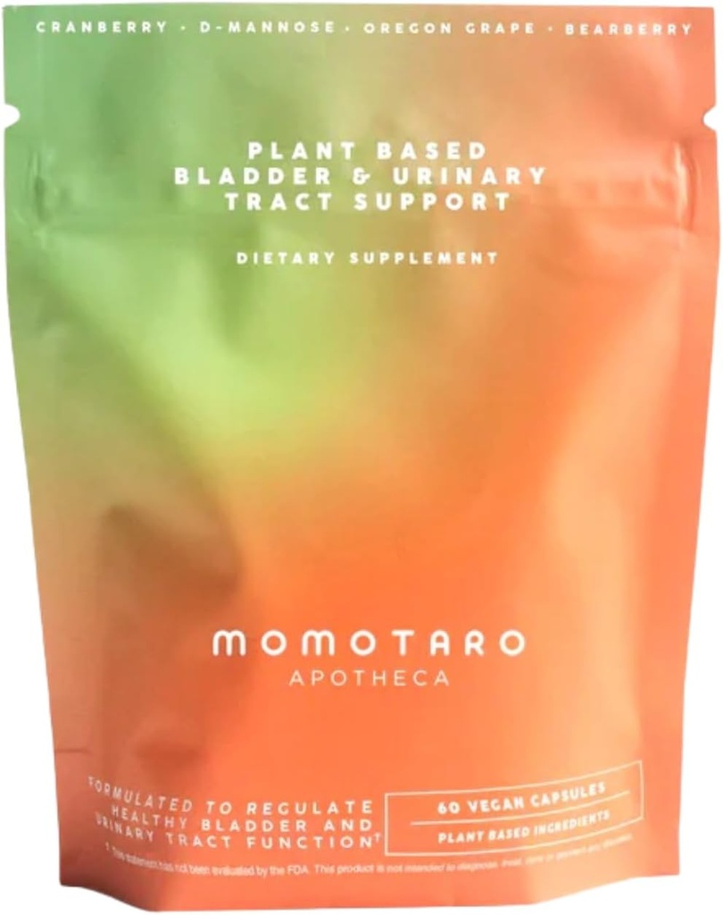 MOMOTARO APOTHECA Močový doplněk zdraví, přírodní vaginální & močové měchýře zdraví, Močové trakt doplňky - Brusinky, D Mannose, Vegan - Přírodní podpora pro vaginální zdraví, pH Balance 60 Kapsle