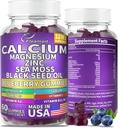Vápník Magnesium Zinkový dodatek Gummies Cukr zdarma pro ženy a muže Vápník Gummies dodatek Kost & Imunitní podpora Vyrobeno v USA 60 Counts Blueberry Flavor