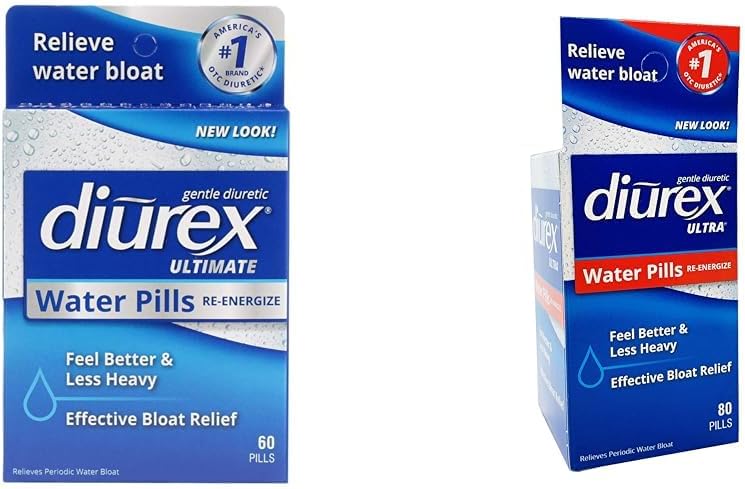 Diurex Ultimate 60 Počet & Ultra 80 Počítání Vodní pilulky Bundle - Maximální síla Diuretika pro Prompt Bloat Relief