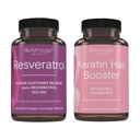 Reserved Beauty, Resveratrol 500 mg, Antioxidant dodatek pro srdce a buněčné zdraví 30 Caps & Keratin vlasový booster s Biotin & Resveratrol, Vlasy a hřebíky doplněk růstu 120 Caps