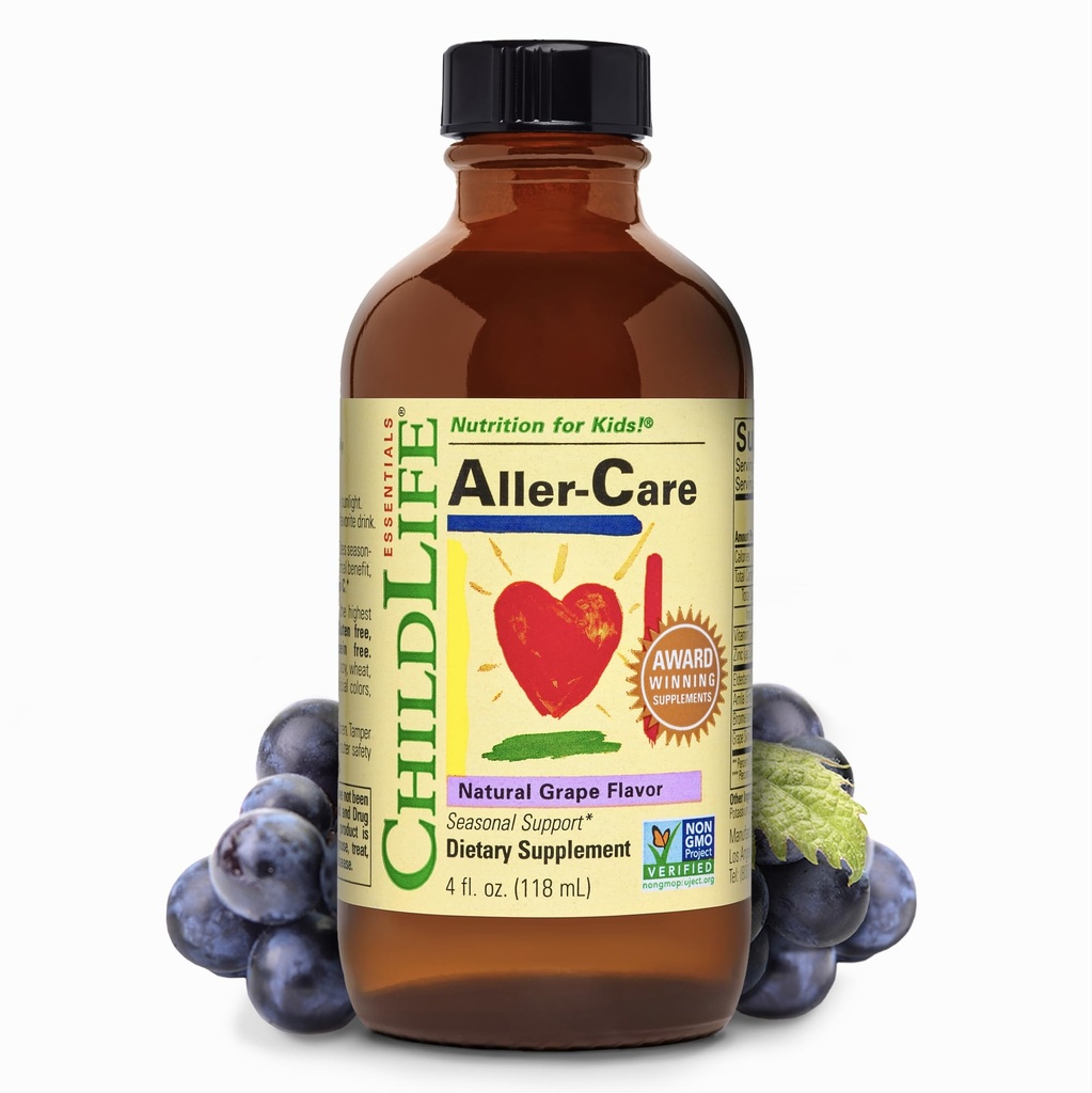 Dětský život ESSENTIALS Aler- Care - Přírodní Grape Relief pro děti & Toddlers, Sezónní podpora s Elderberry, Bromelain, Vitamin C - Imunitate Boosting Formule, 4 Fl Oz