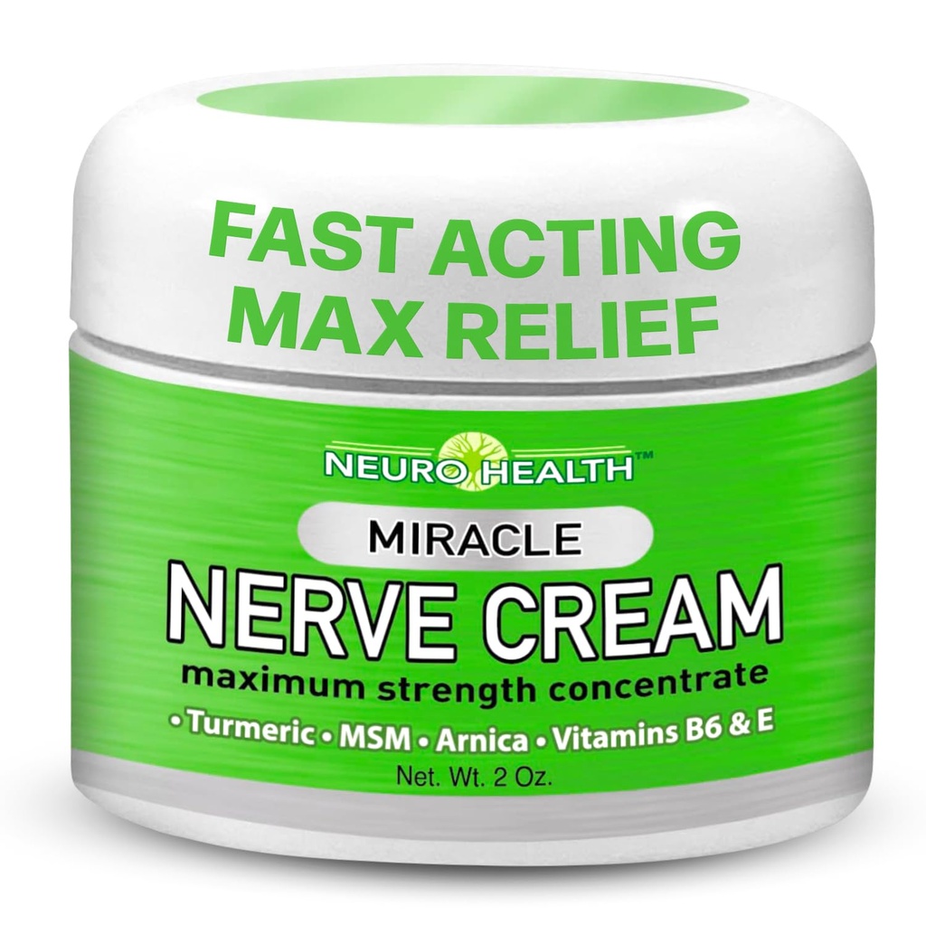 Miracle Nerve Cream - Maximální síla - Kurkuma a Arnica Směs pro neuropatii Discomfort Relief - Umývací noha & Ruční Formule s MSM, B6, E - Made in USA
