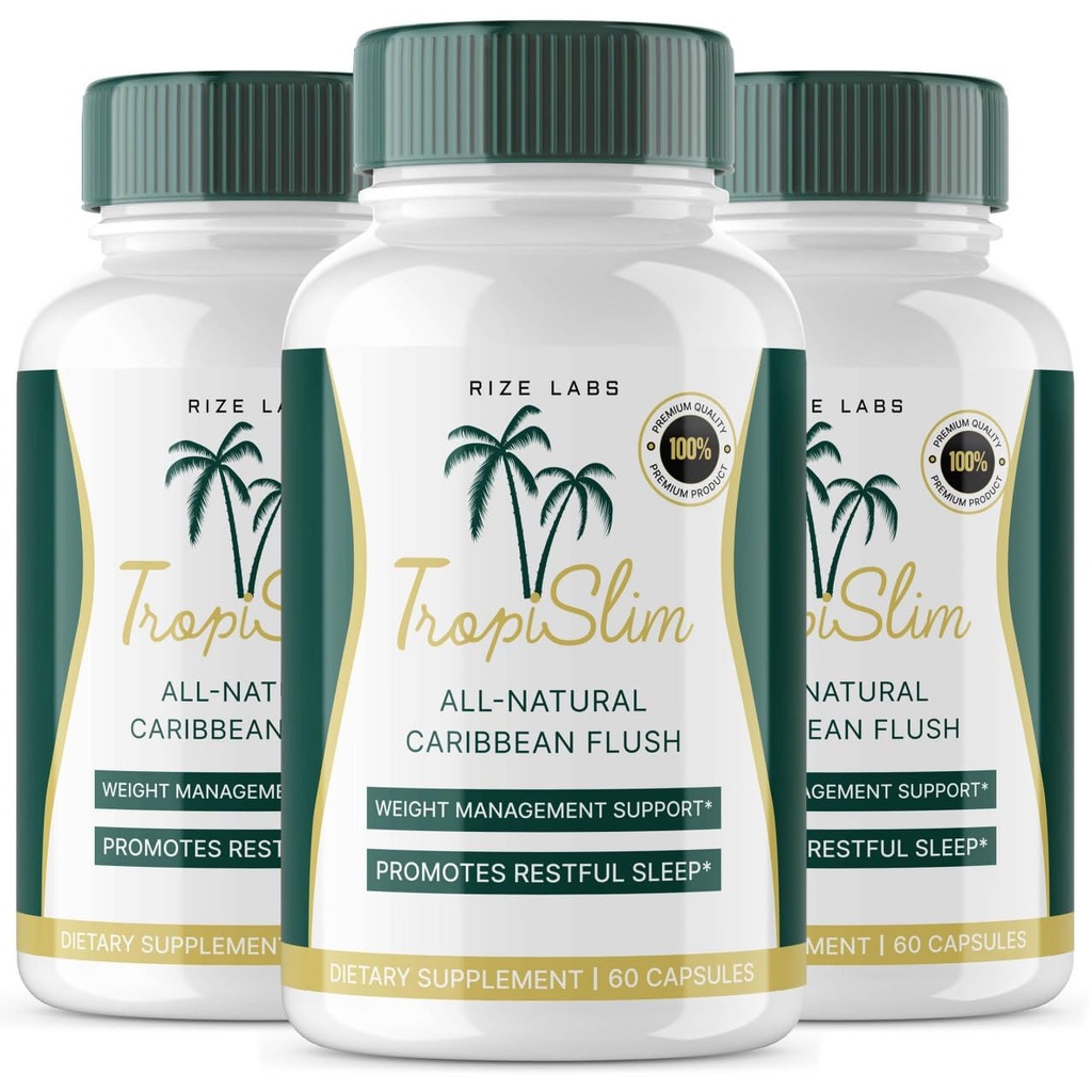 (Úřední 3 Pack) Tropislim, Tropislim Všechny přírodní Karibik Flush, doplněk hubnutí, Tropislim hubnutí Kapsle pro ženy, Zdravý životní styl + Leaner Physique, Tropické Recenze (180 Kapsle)