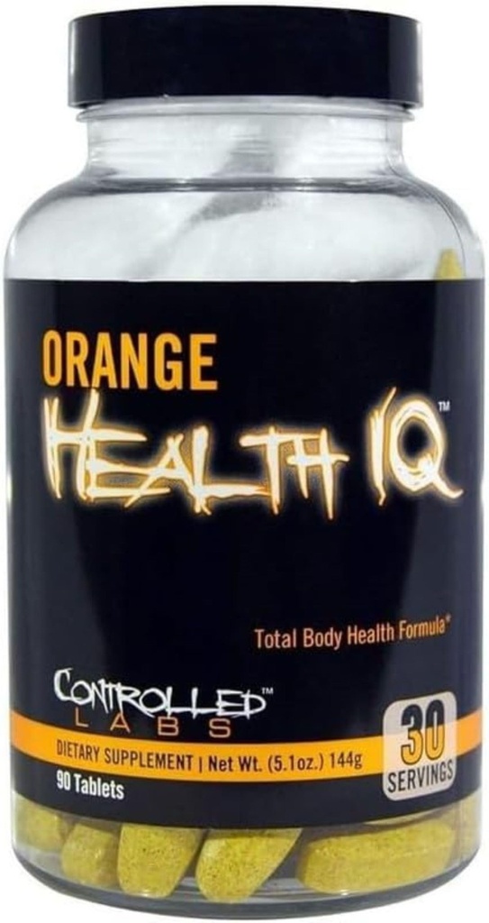 KONTROLOVANÉ LABS Orange Health IQ Denní dodatek pro muže a ženy, 90 Tablety, Vylepšená Stamina, Energie, Kardio funkce ve Vašem cvičení a sportu