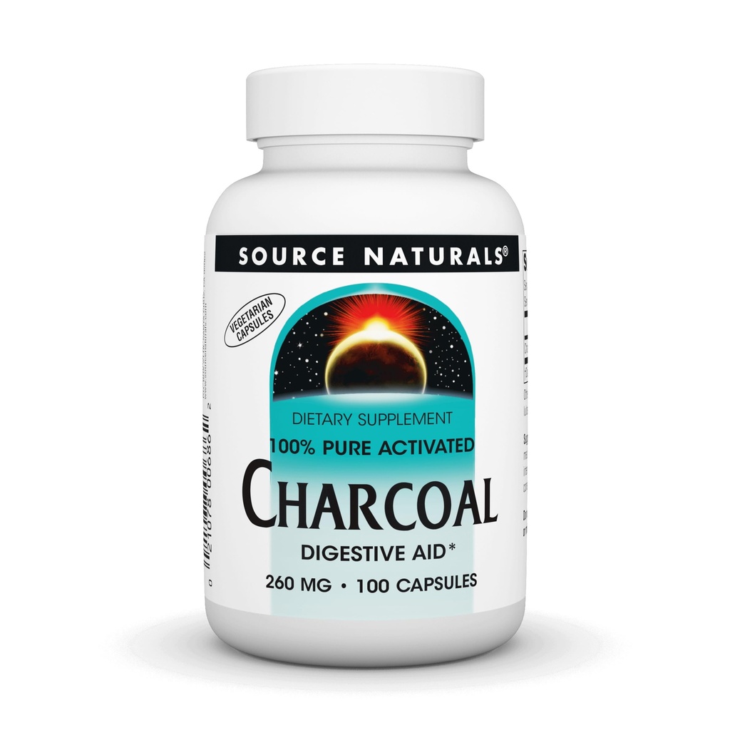 Zdroj Naturals Charcoal - 100% čisté aktivované, stravovací pomůcky - 100 kapslí