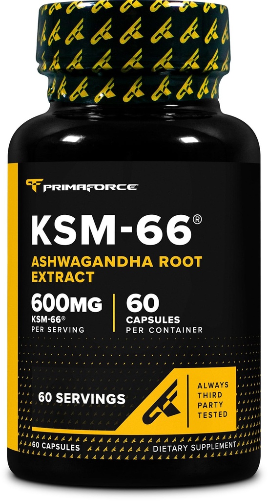 Primaforce KSM- 66 Ashwagandha Root Extract (600mg) 60 Veggie Kapsle - 5% Witanolides s BioPerine