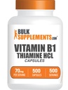 Bulkenpendiments.com Thiamin HCl Kapsle - Thiamin Hydrochlorid, Vitamin B1 doplňky - Lepek zdarma, 1 kapsle na servírování, 500 Počet (Balení po 1)