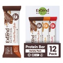 Extend Sugar Free Protein Bary, Perfect Diabetic Snacks, High Protein and Fiber, Hunger Control & Steady Energy, Low Carb, Keto Friendly (12 Počet, Variety Pack)