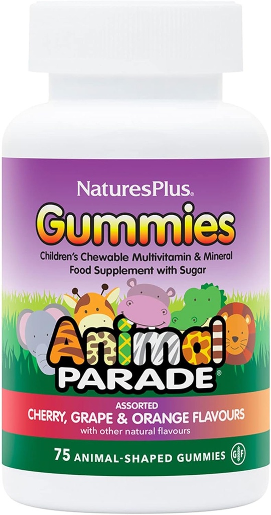 NaturesPlus Animal Parade Source of Life Gummies - Natural Orange, Grape and Cherry Flavors - 75 Animal Shaped Gummies - Whole Food Kid 's Multivitamine - Gluten- Free - 37 Služení