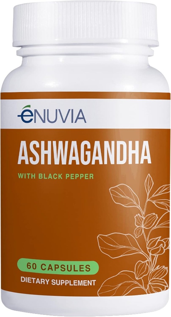 Ashwagandha dodatek - Natural Relief and Stamina Support to Help Ease Tension 60 Kapsle Čistá Kořen s Black Pepper Extract pro vylepšení absorpční vegan, Made in the USA
