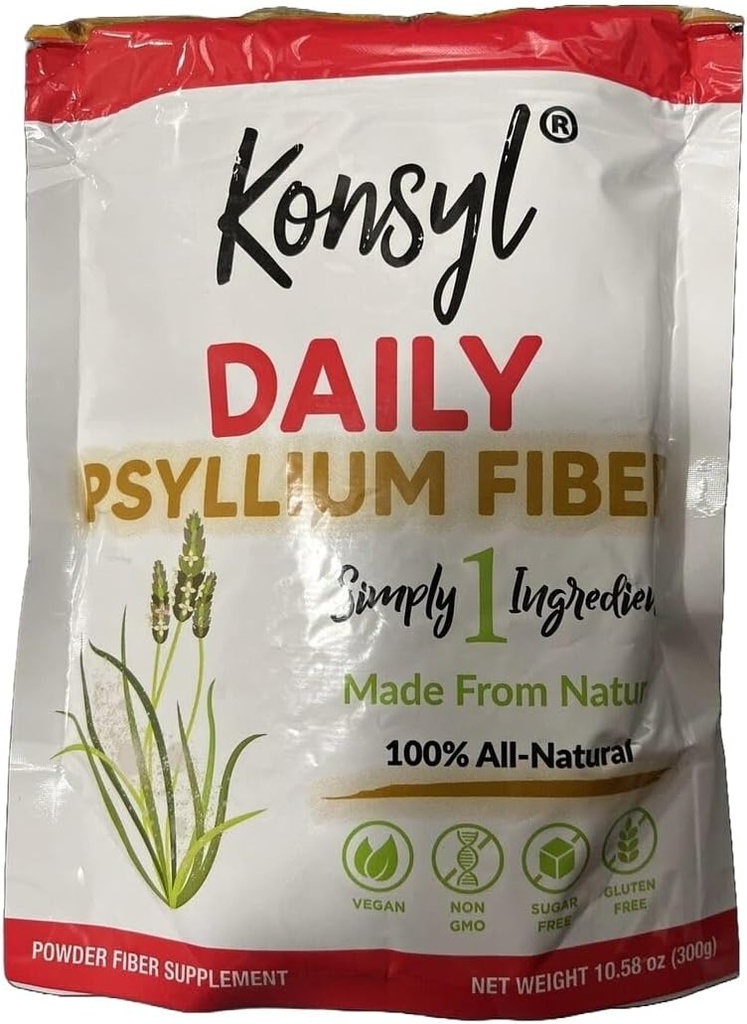 Konsyl Daily Psylium Fiber - Non- GMO, Vegan, Keto- Friendly, Fiber Supplement Powder - Podporuje stravitelné zdraví - 300g / 10.58 oz (balení 01)