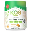 Kos Organic Superfood Green Powder - Gut Health from Prebiotic Fiber, Supergreens and Adaptogens - USDA Certified Organic, Made in a GMP Certified Facility - 28 Servings Mango